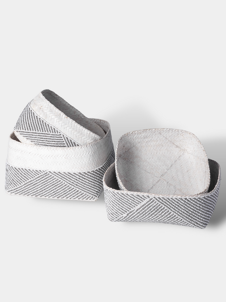 Gliss Beaded Box (Silver) Set of 2
